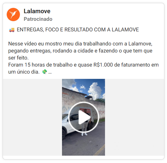 Criativo Meta da Lalamove.
