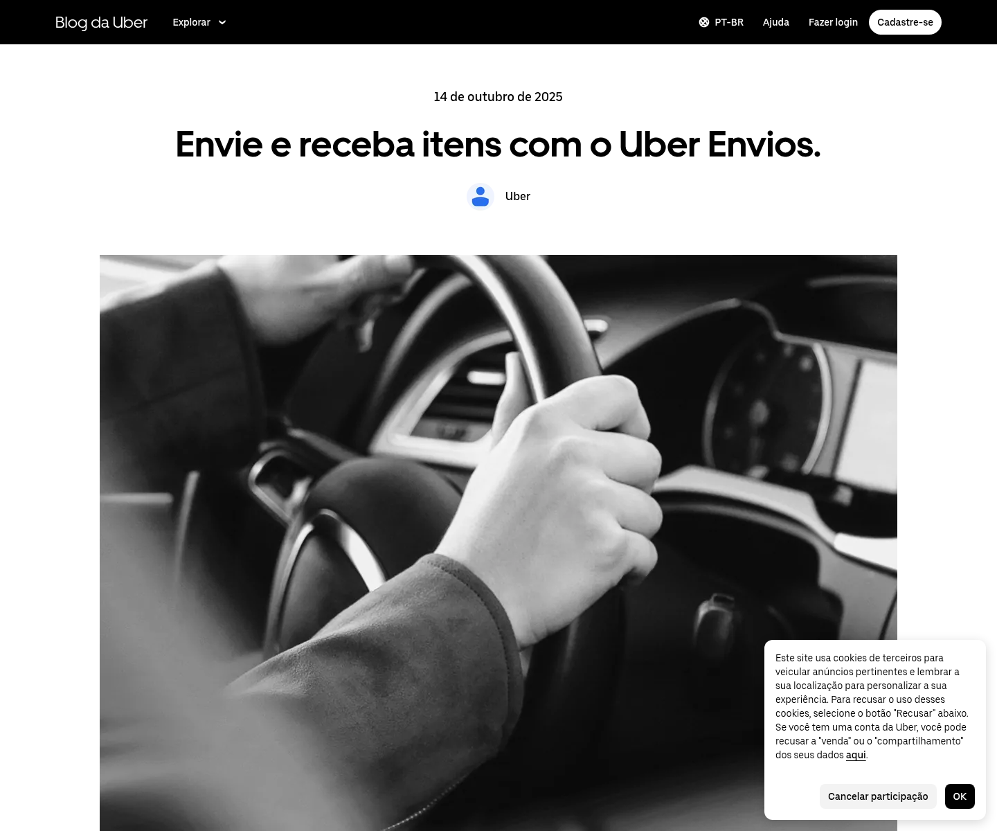 Página de Uber Envios.